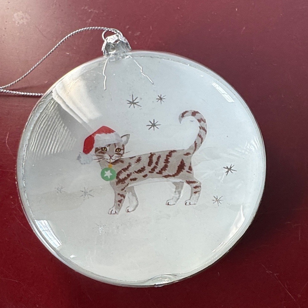 3/$22
Fringe glass Cat Christmas ornament